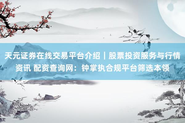 天元证券在线交易平台介绍｜股票投资服务与行情资讯 配资查询网：钟掌执合规平台筛选本领